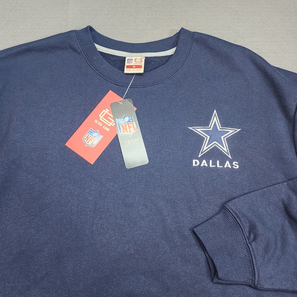NFL Ultra Game Dallas Cowboys Sweatshirt Navy‎ Blue Embroidered Mens Medium